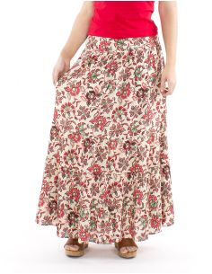 Falda viscosa larga 1/2 elastica cintura estampado iris 2