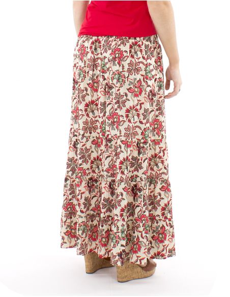 Falda viscosa larga 1/2 elastica cintura estampado iris