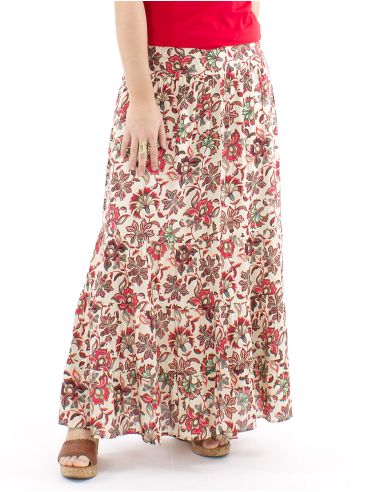 Falda viscosa larga 1/2 elastica cintura estampado iris