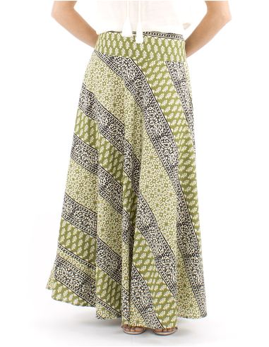 Falda larga algodon biais block1/2 elastica estampado 3009