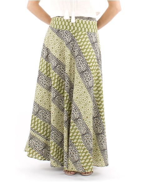 Falda larga algodon biais block1/2 elastica estampado 3009