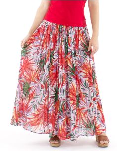 Falda algodon arrugada velo estampado palma