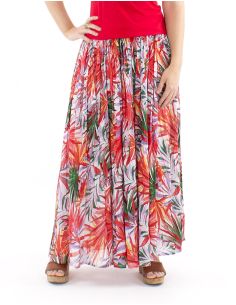 Falda algodon arrugada velo estampado palma 2