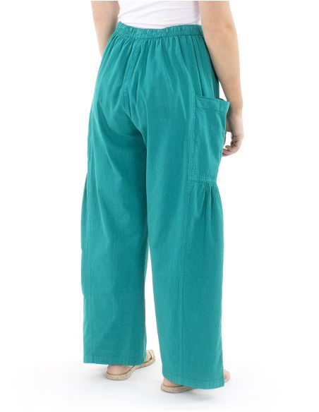 Pantalon algodon liso sw con plieguebajo bolsillos