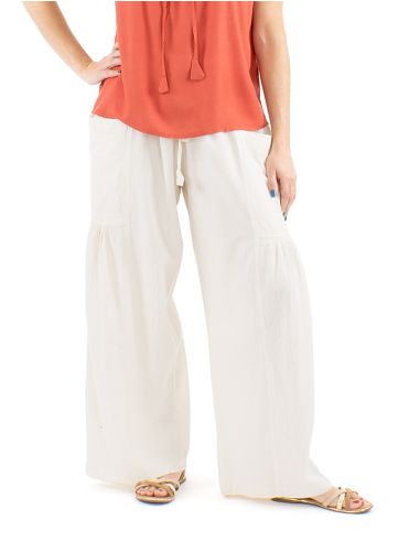 Pantalon algodon liso sw con plieguebajo bolsillos