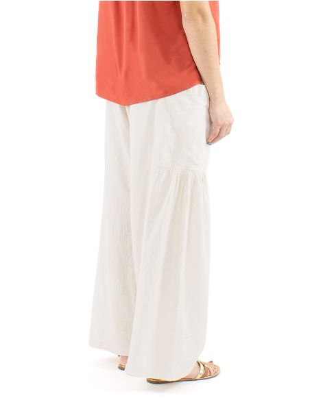 Pantalon algodon liso sw con plieguebajo bolsillos