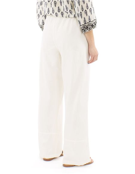Pantalon algodon liso sw revers sur bolsillo boton madera