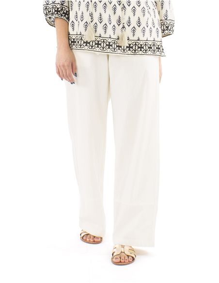 Pantalon algodon liso sw revers sur bolsillo boton madera