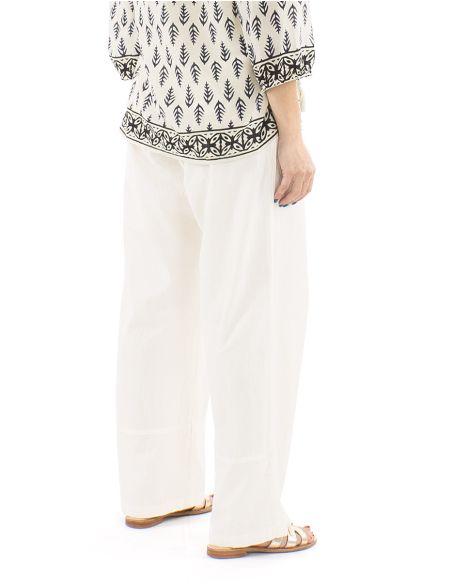 Pantalon algodon liso sw revers sur bolsillo boton madera