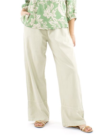 Pantalon algodon liso sw revers sur bolsillo boton madera