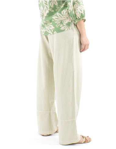 Pantalon algodon liso sw revers sur bolsillo boton madera