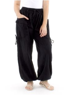 Pantalon algodon liso sw bolsillos plaquees lazo sobre pierna 2