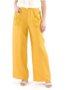 Pantalon 91% viscosa 9% linobolsillos encaje