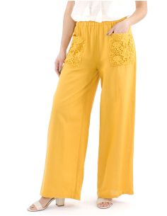 Pantalon 91% viscosa 9% linobolsillos encaje 2