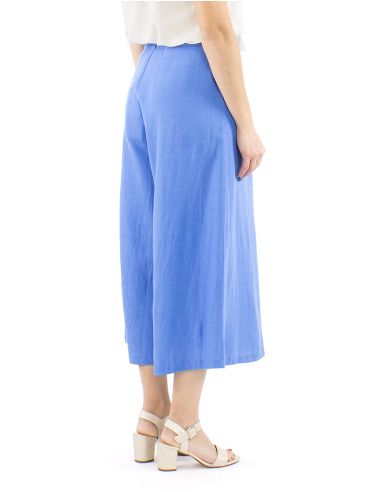 Pantalon 91% viscosa 9% linofalda culotte cintura estampado