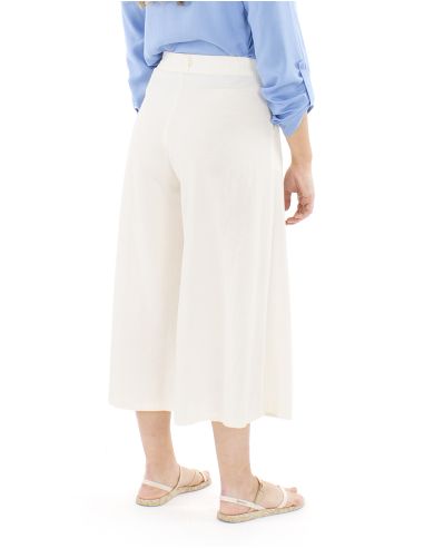 Pantalon 91% viscosa 9% linofalda culotte cintura estampado