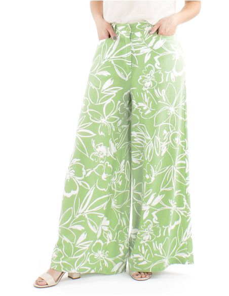 Pantalon 70% viscosa 30% linoestampado flores
