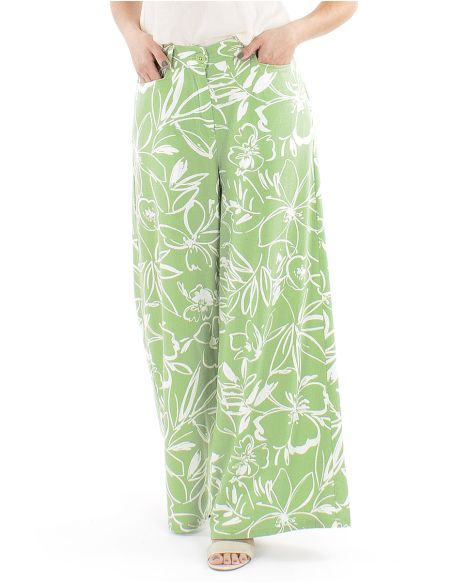 Pantalon 70% viscosa 30% linoestampado flores