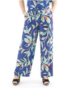 Pantalon viscosa ancho cintura elastica estampado jade