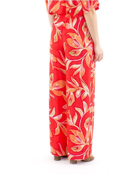 Pantalon viscosa ancho cintura elastica estampado jade