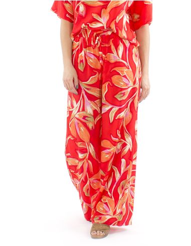 Pantalon viscosa ancho cintura elastica estampado jade