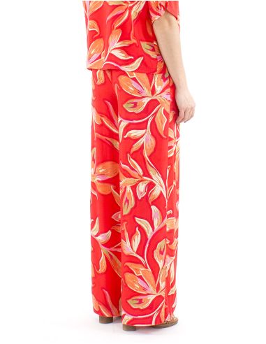 Pantalon viscosa ancho cintura elastica estampado jade