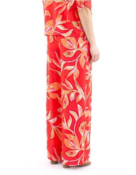 Pantalon viscosa ancho cintura elastica estampado jade