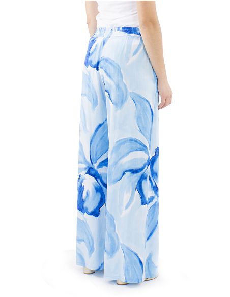 Pantalon viscosa ancho estampado orquidea