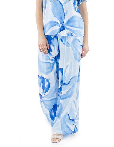 Pantalon viscosa ancho estampado orquidea