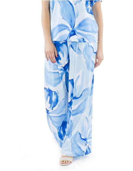 Pantalon viscosa ancho estampado orquidea