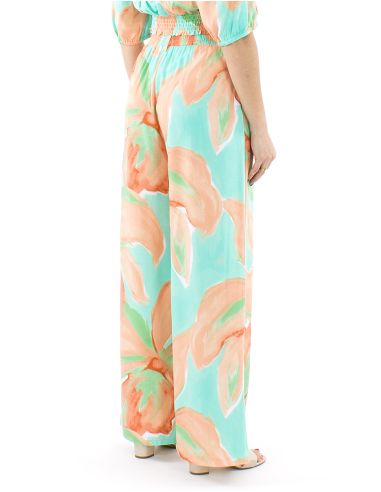 Pantalon viscosa ancho estampado orquidea