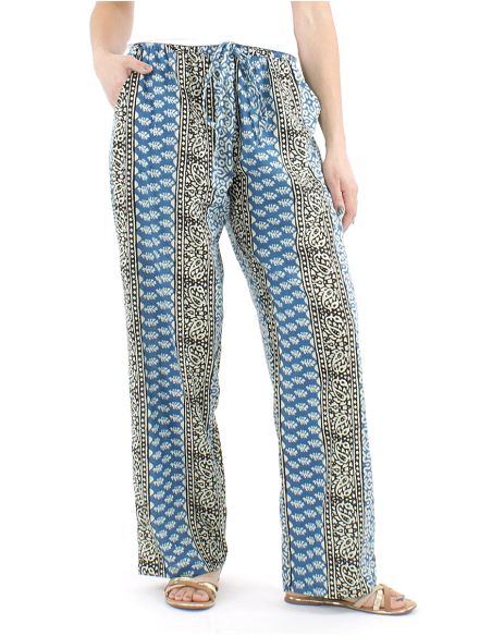 Pantalon algodon block rayas recto estampado 3009
