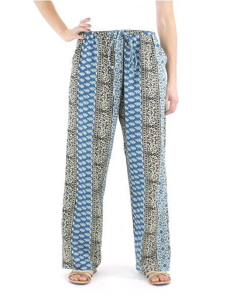 Pantalon algodon block rayas recto estampado 3009