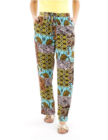 Pantalon viscosa recto estampado makala