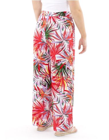 Pantalon m viscosa corto recto estampado palma