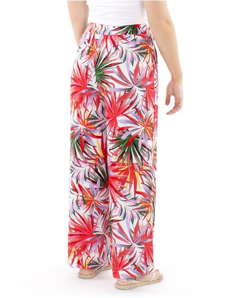 Pantalon m viscosa corto recto estampado palma