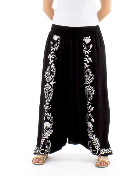 Sarouel 70% viscosa 30% lino blanco/negro 3 en 1