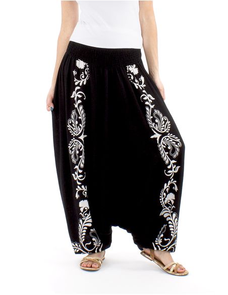 Sarouel 70% viscosa 30% lino blanco/negro 3 en 1