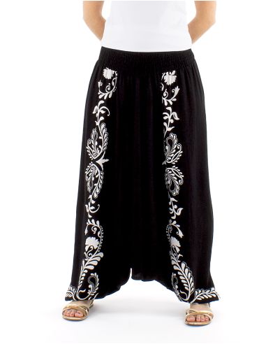 Sarouel 70% viscosa 30% lino blanco/negro 3 en 1