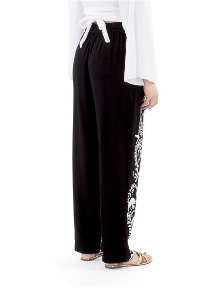Pantalon 70% viscosa 30% lino blanco/negro 3 en 1