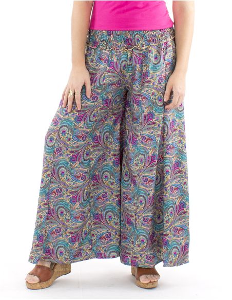 Pantalon poliester sari ancho cintura elastica