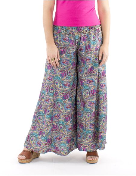 Pantalon poliester sari ancho cintura elastica