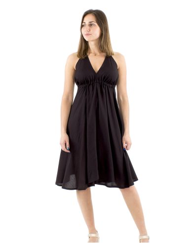 Mini vestido viscosa corpiño espalda nuda lisa lazo espalda modelo bali