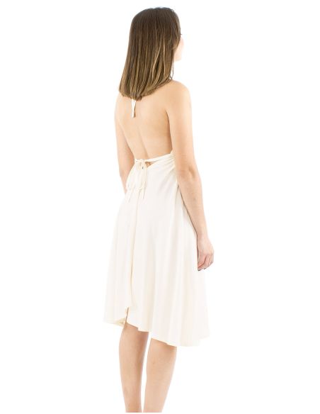 Mini vestido viscosa corpiño espalda nuda lisa lazo espalda modelo bali