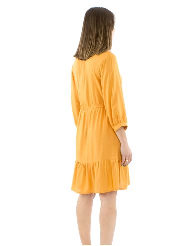 Vestido viscosa bordado mangas 3/4 lisa
