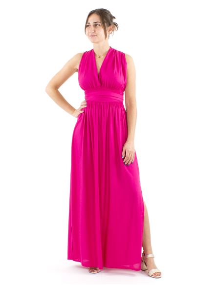 Vestido viscosa larga atado espalda