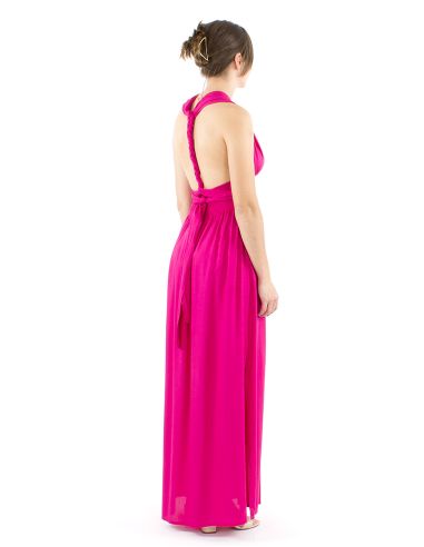 Vestido viscosa larga atado espalda