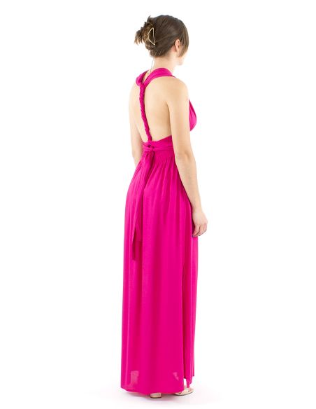 Vestido viscosa larga atado espalda