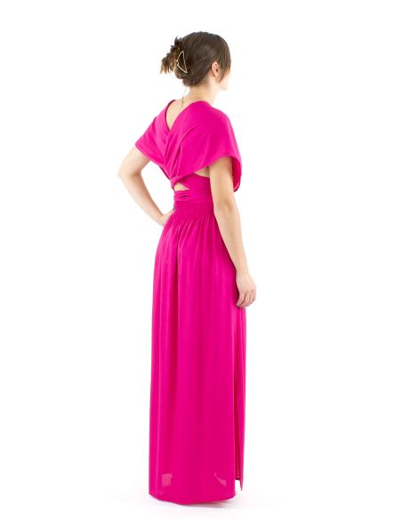 Vestido viscosa larga atado espalda