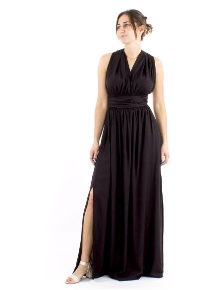 Vestido viscosa larga atado espalda